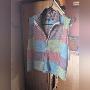 Vintage Colorful Patchwork Zip-Up Vest